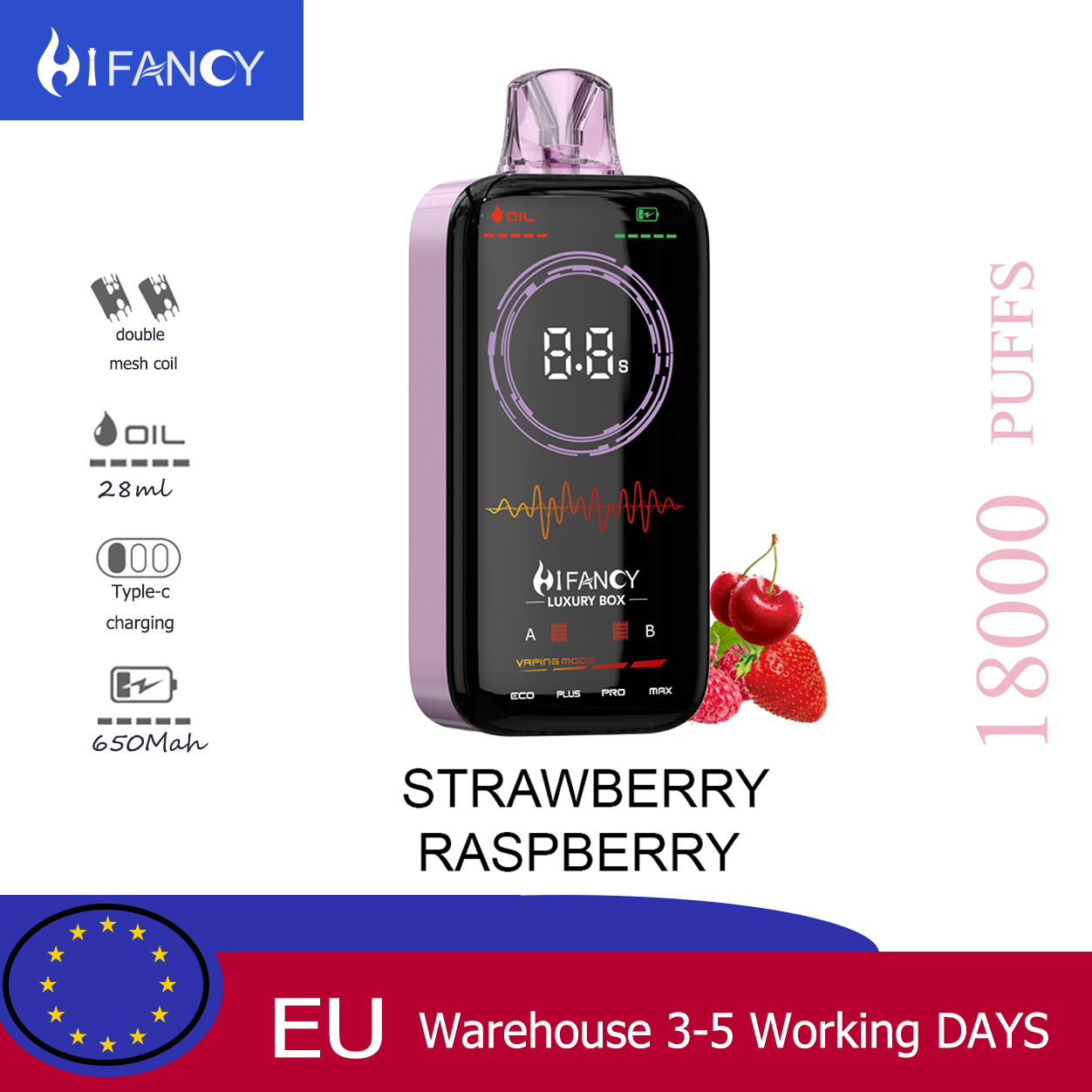 HiFancy Luxury Box 18000 Disposable vape Strawberry Raspberry Cherry – HIFANCY